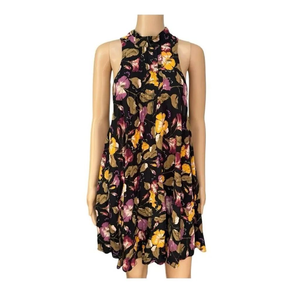 Free People high neck swing dress multicolored floral size L